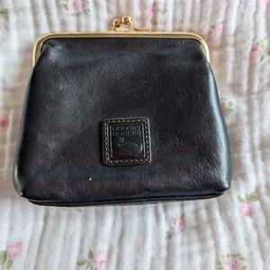 Dooney & Bourke Navy Leather Clasp Kiss Lock Coin Purse